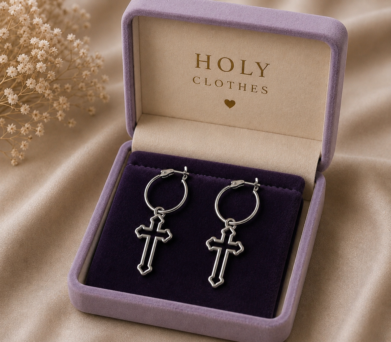 Punk Jewellery Silver Cross Statement Hoop Earrings Fashion Women Accessories
