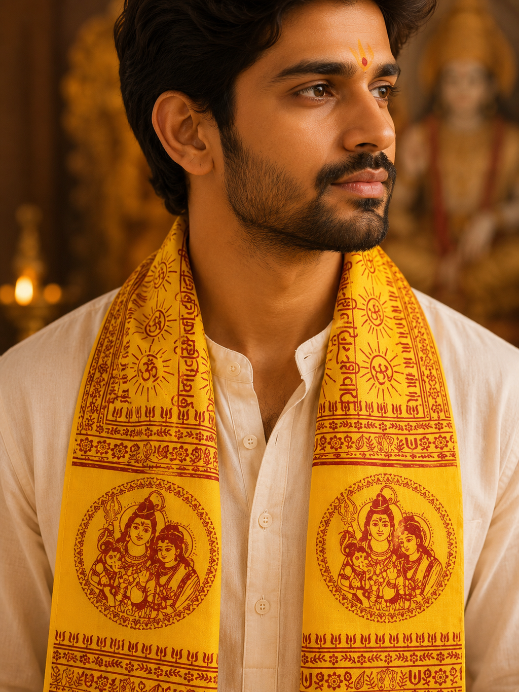 Hindu Meditation & Yoga  Prayer Shawl - Shiva, Parvati, and Ganesh