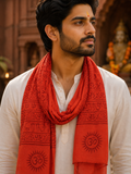 OM Hand Block Bhakti Yoga Prayer Sanskrit Hindu Mantra Shawl