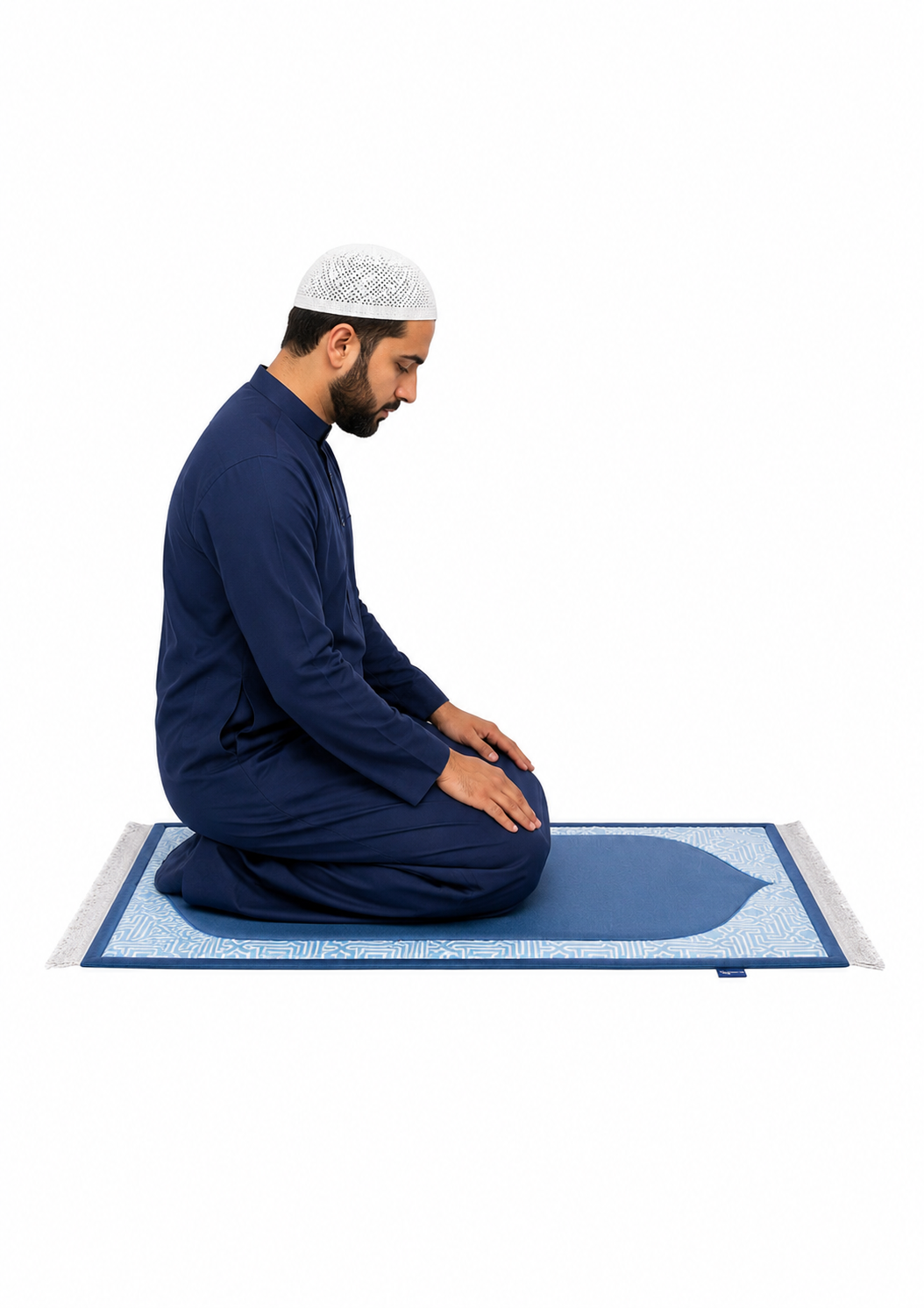 Padded Kids Prayer Mat with Classic Blue Design | Urban Rugs UK | Ramadan & Eid Gift