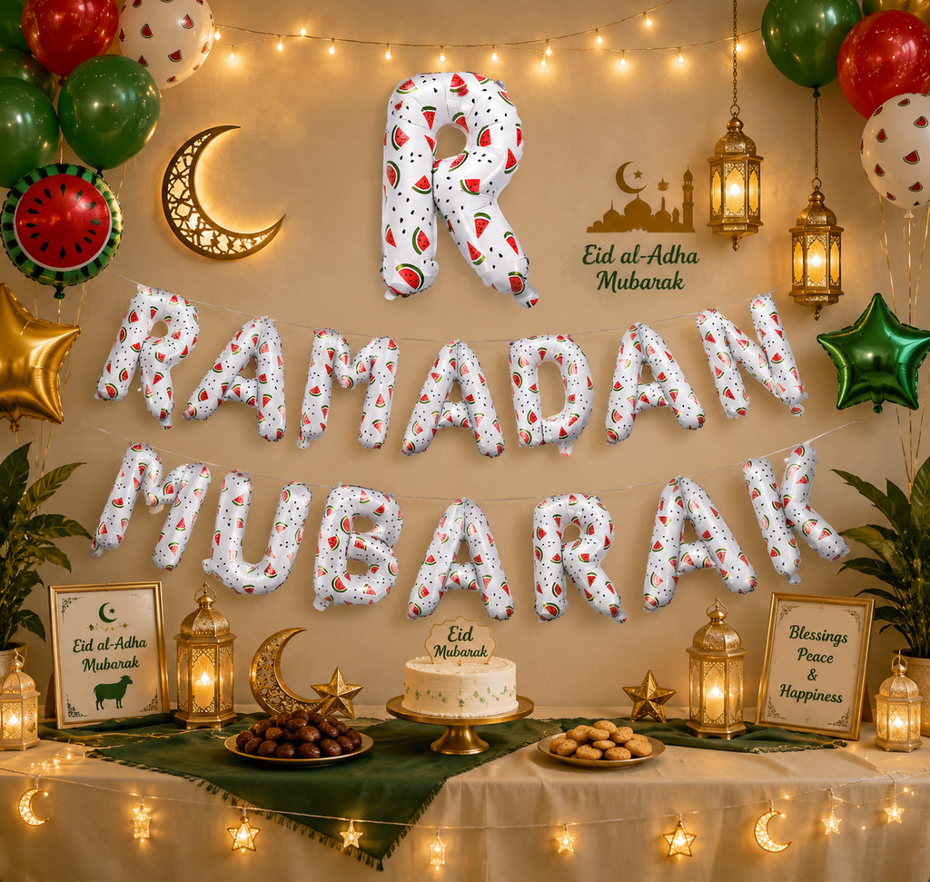 White Ramadan Mubarak Palestine Themed Decoration Gift Set | 5 Items