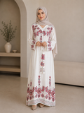 Muslim Ethnic Style New Dress Waist-Controlled Long Sleeves V-neck