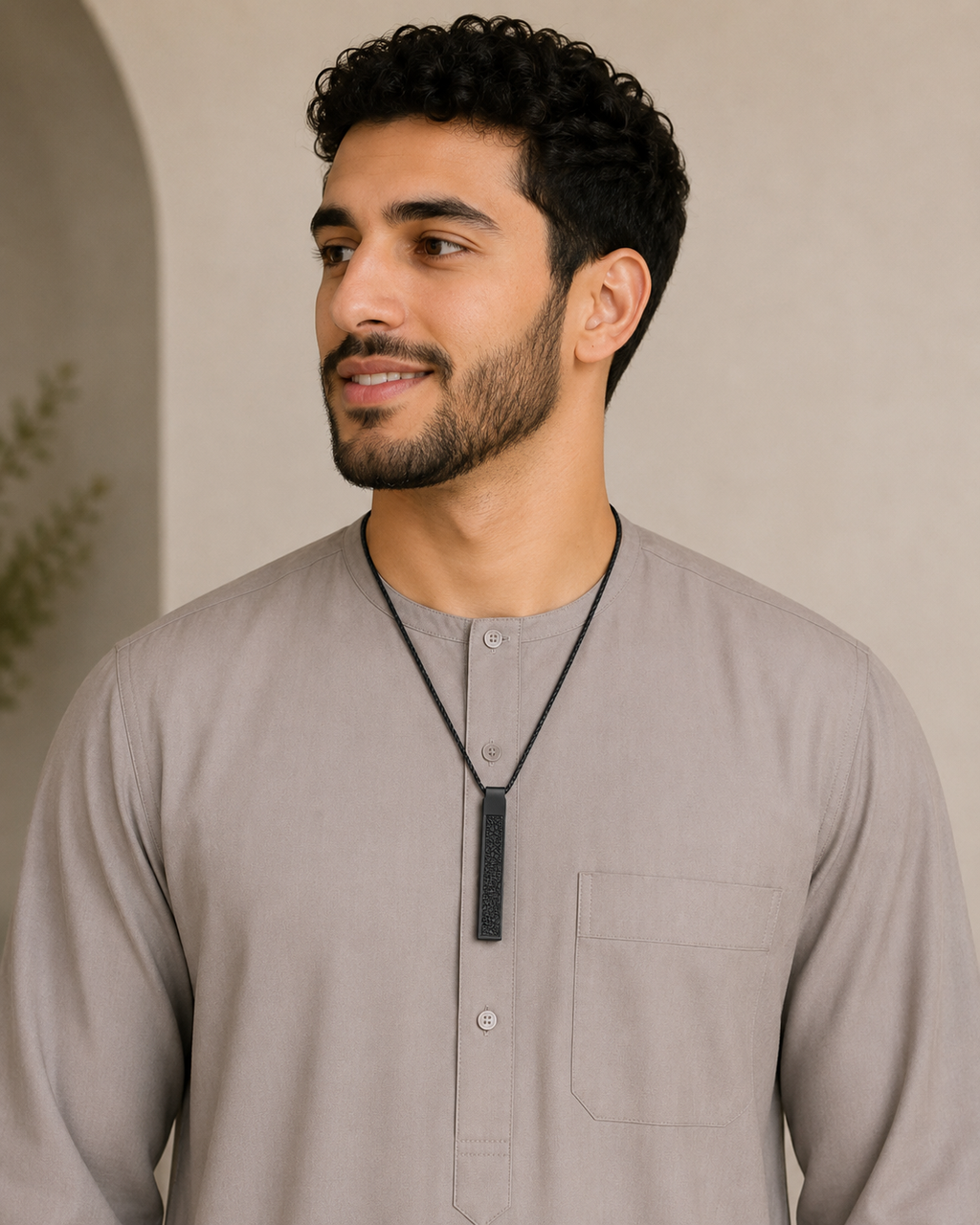 Stainless Steel Muslim Bar Necklace Inspirational Geometric Vertical Pendant