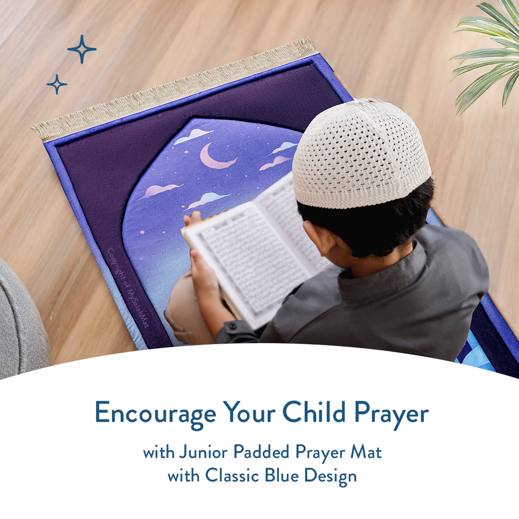 Padded Kids Prayer Mat with Twilight Masjid Design | Urban Rugs UK | Ramadan & Eid Gift