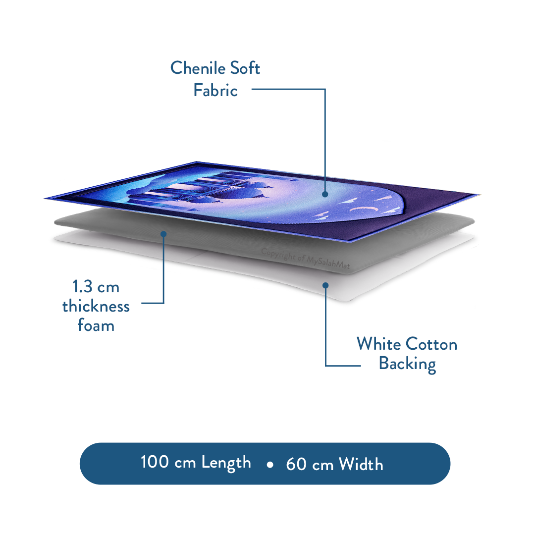 Padded Kids Prayer Mat with Twilight Masjid Design | Urban Rugs UK | Ramadan & Eid Gift