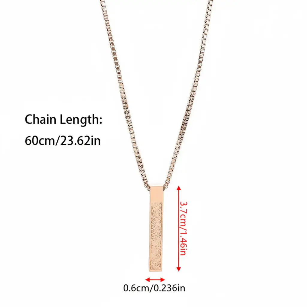 Stainless Steel Muslim Bar Necklace Inspirational Geometric Vertical Pendant