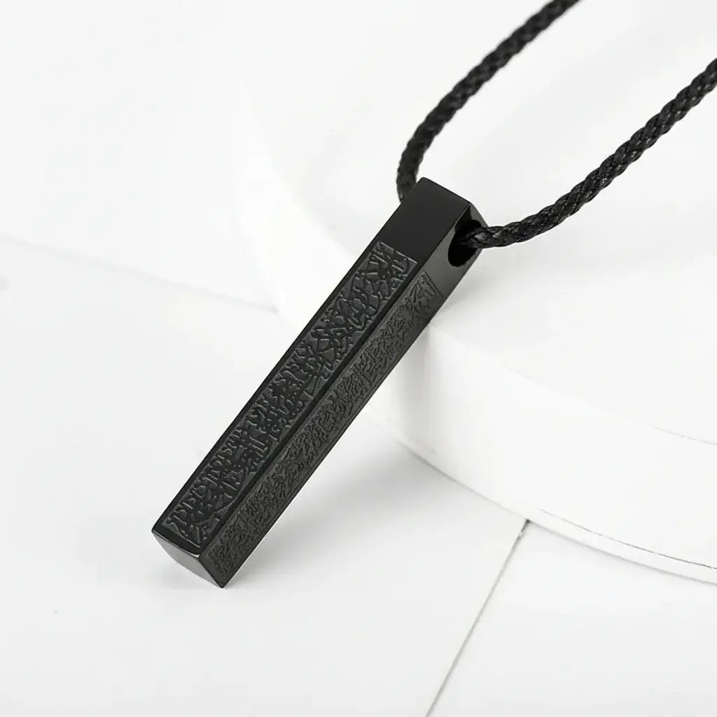 Stainless Steel Muslim Bar Necklace Inspirational Geometric Vertical Pendant