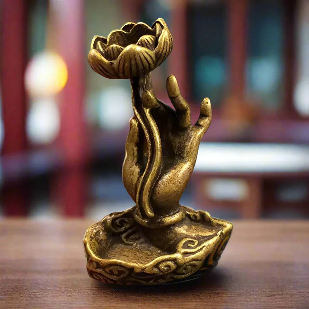 Buddha's Fingers Holding A Lotus Incense Burner