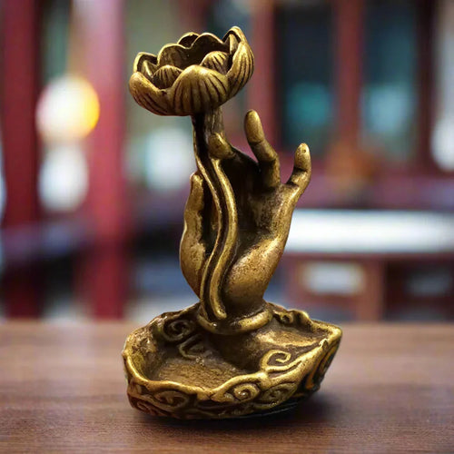 Buddha's Fingers Holding A Lotus Incense Burner