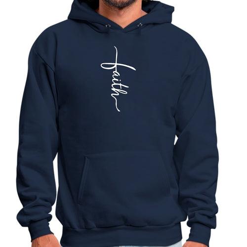 Mens Graphic Hoodie Faith Script Cross Illustration