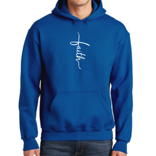 Mens Graphic Hoodie Faith Script Cross Illustration
