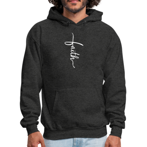 Mens Graphic Hoodie Faith Script Cross Illustration