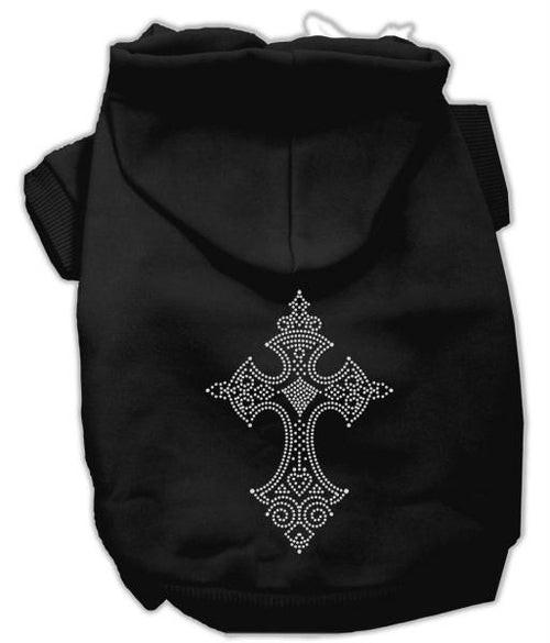 Mirage Pet Products 54-22 XXLBK Rhinestone Cross Hoodies Black XXL - 1